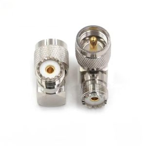 RF Connector PL259 UHF Male to SO239 UHF Female Right Angle